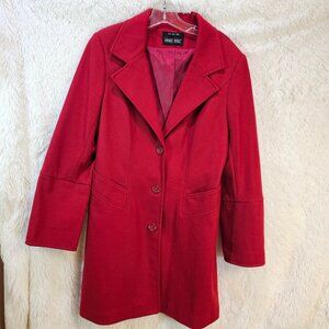 Andre Badi Red 82%Wool blend Single Breasted Red Coat Model 85 Size10